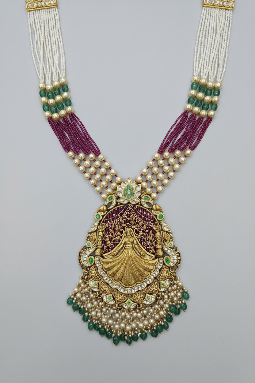 22kt Gold Temple Fairy Necklace Set