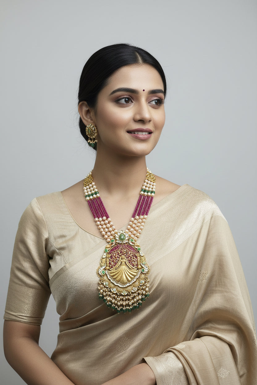 22kt Gold Temple Fairy Necklace Set