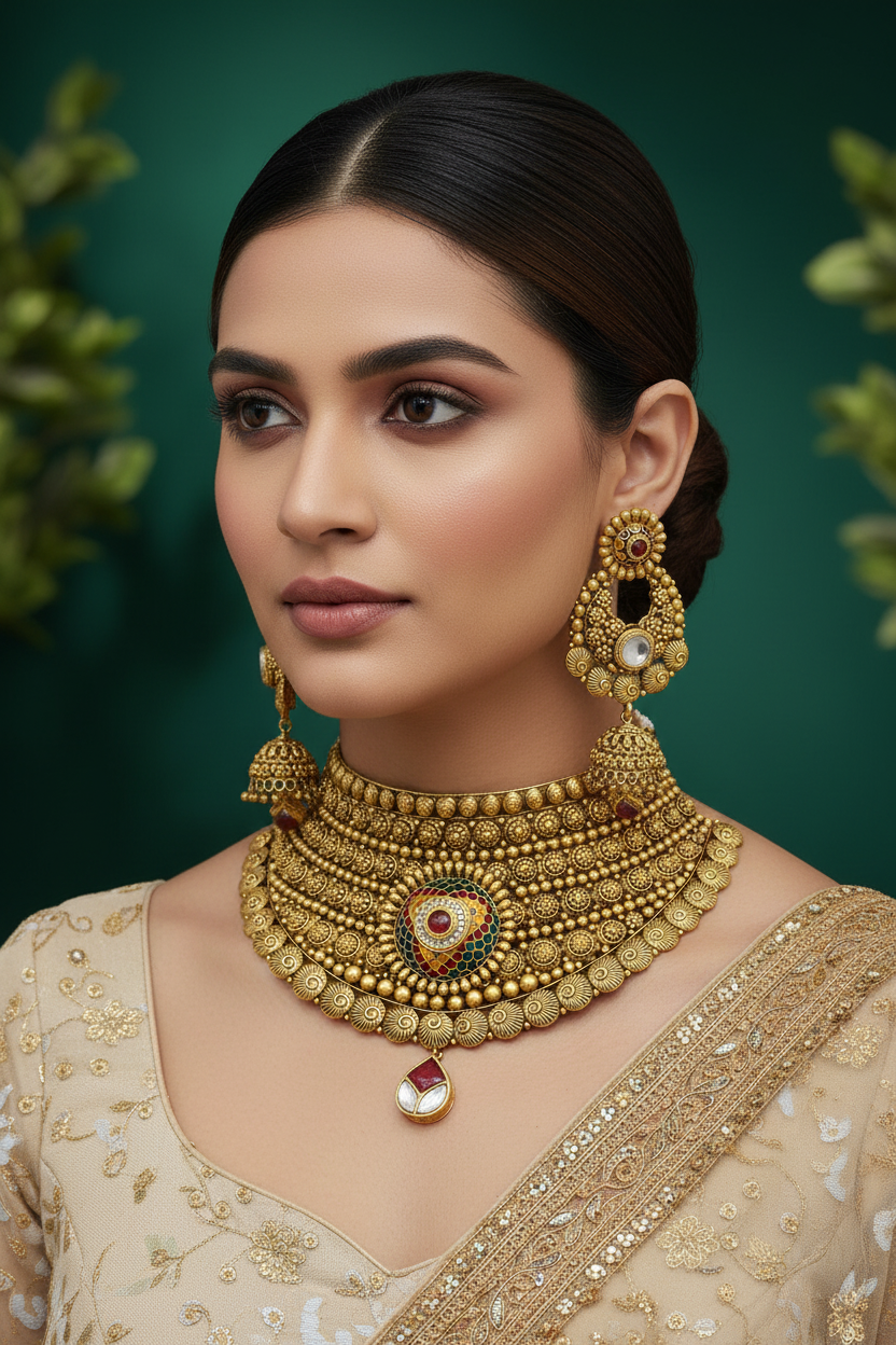 22kt Gold Temple Necklace Set