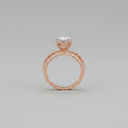 Round Brilliant Spindle Diamond Ring with Pavé Band