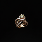 Round Brilliant Spindle Diamond Ring with Pavé Band