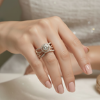Round Brilliant Spindle Diamond Ring with Pavé Band