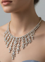 Royal Diamond Waterfall Necklace Set