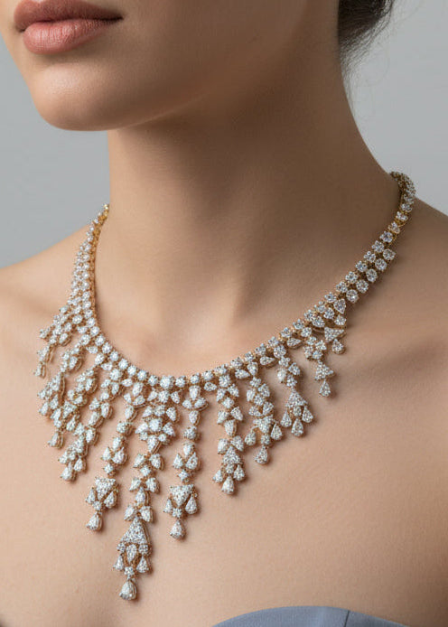 Royal Diamond Waterfall Necklace Set