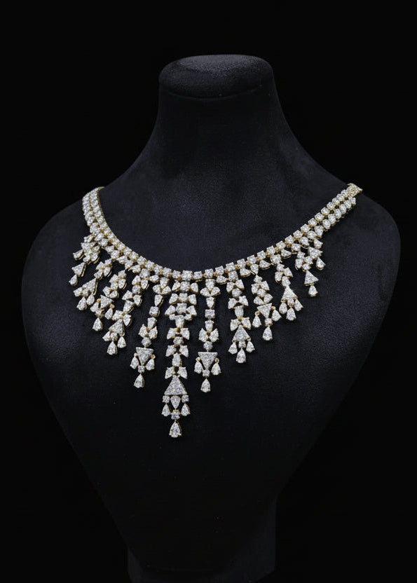 Royal Diamond Waterfall Necklace Set