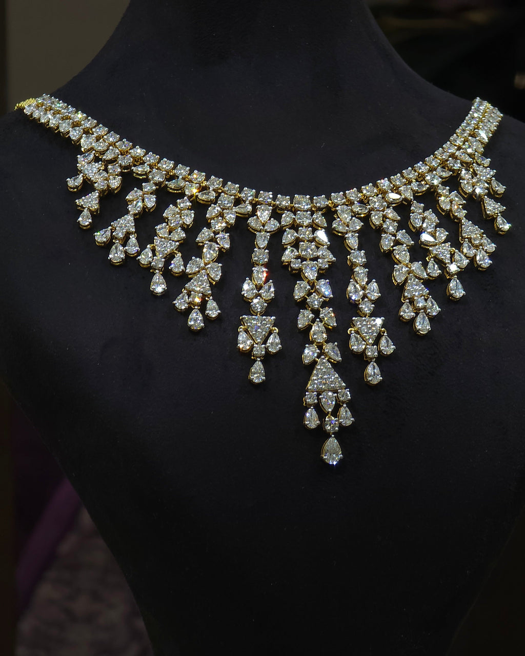 Royal Diamond Waterfall Necklace Set