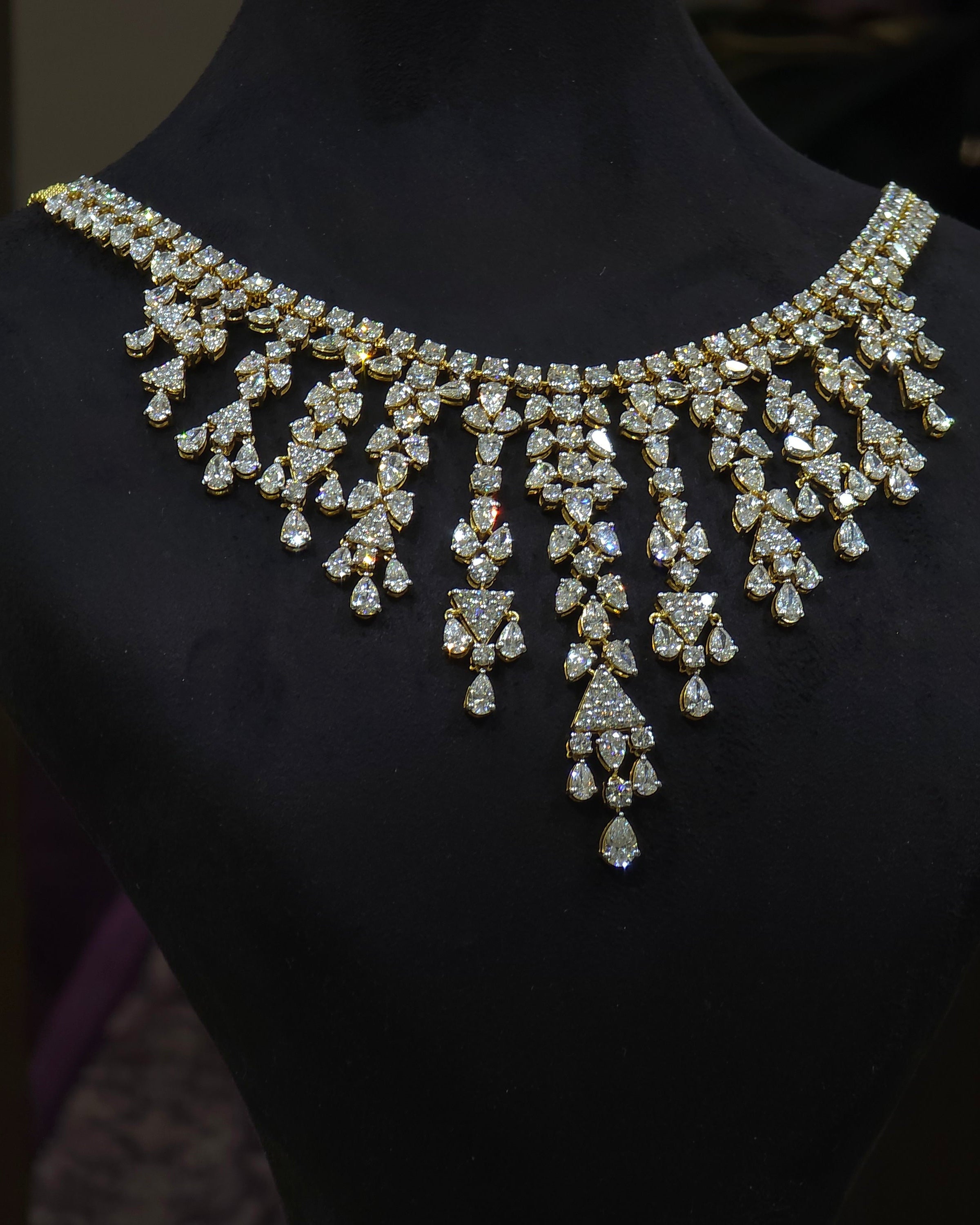 Royal Diamond Waterfall Necklace Set