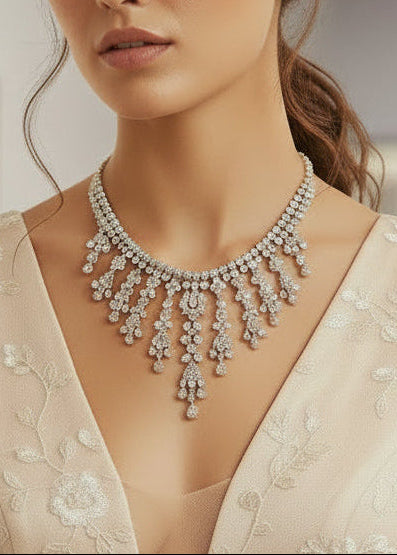 Royal Diamond Waterfall Necklace Set