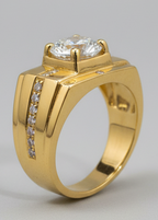 Imperial Gold Men's Ring with Center Diamond