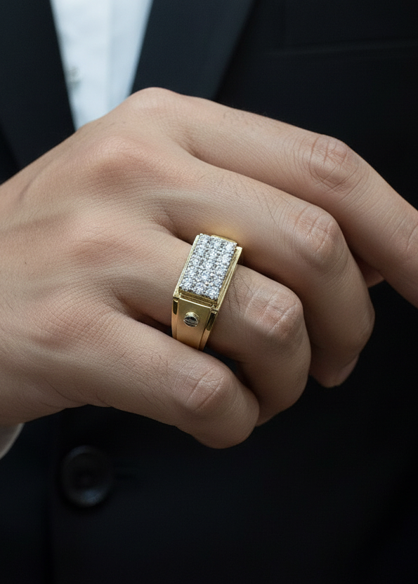 Men's Gold Diamind Cluster Ring