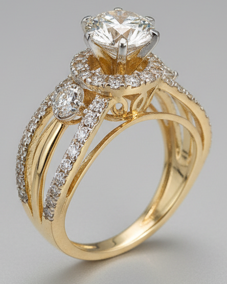Elevated Solitaire Halo Ring