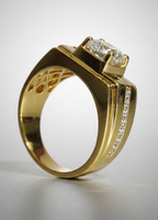 Imperial Gold Men's Ring with Center Diamond