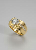 Imperial Gold Men's Ring with Center Diamond