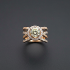 Round Brilliant Spindle Diamond Ring with Pavé Band