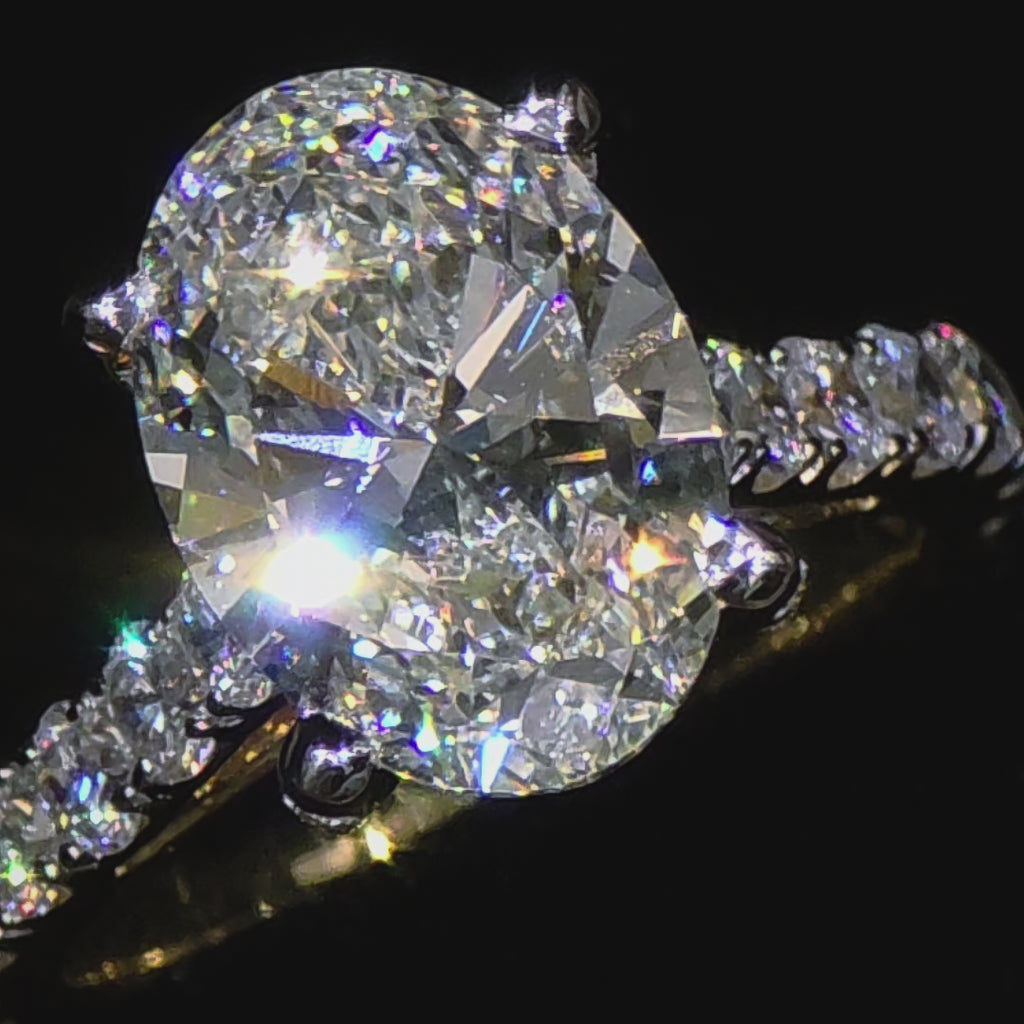 Premium Oval Solitaire Ring with Hidden Halo