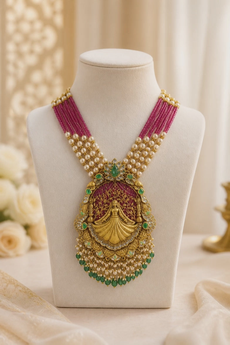 22kt Gold Temple Fairy Necklace Set