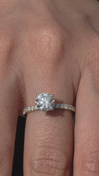 Solitaire Ring with Pavé Loop Band