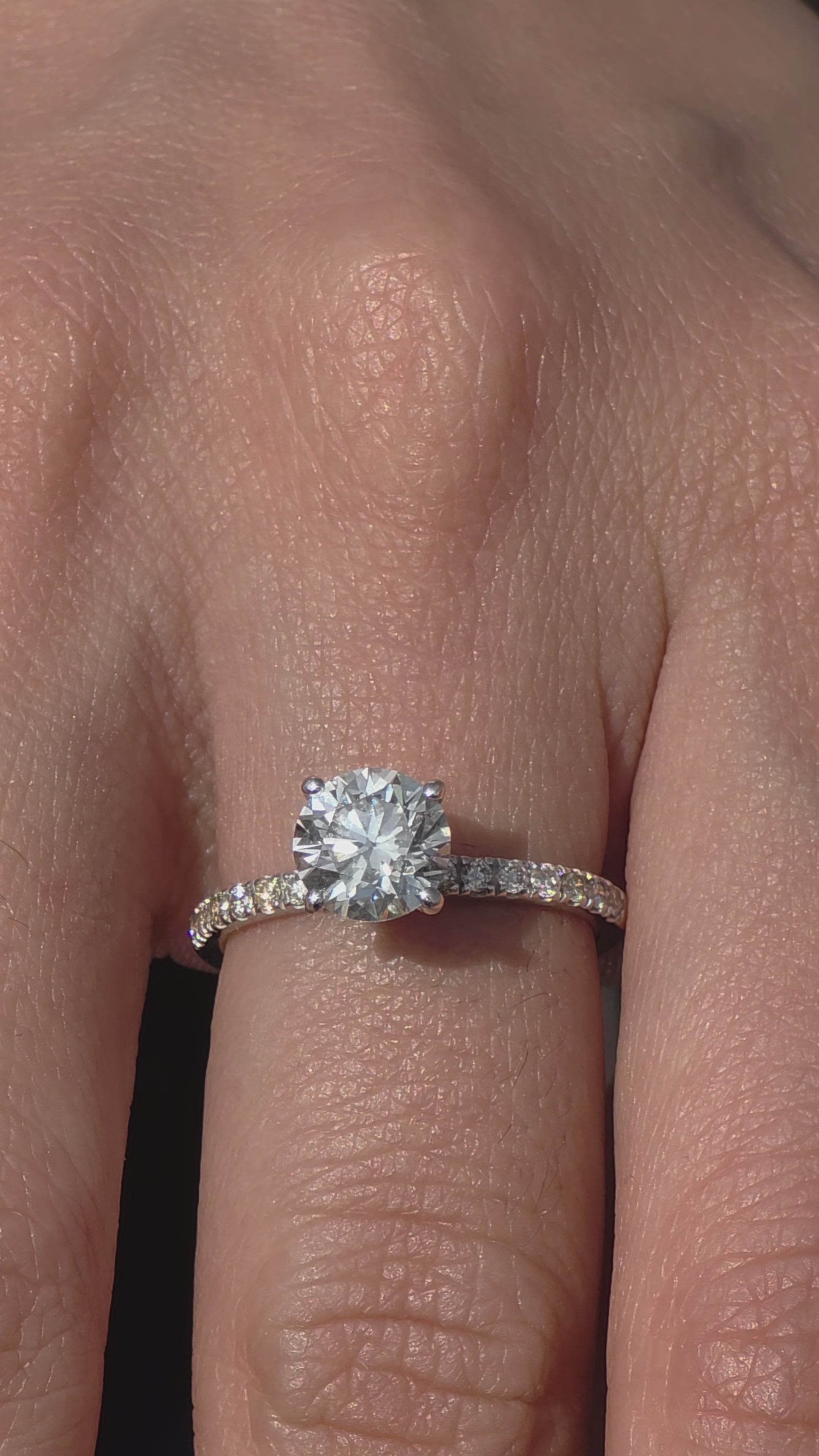 Solitaire Ring with Pavé Loop Band