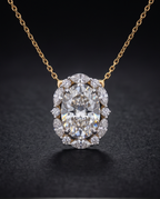 Oval Diamond Statement Pendant with Chain