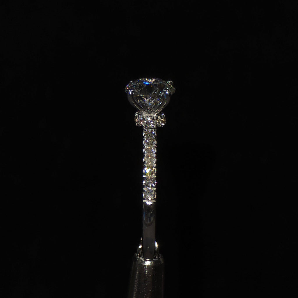 Solitaire Ring with Pavé Loop Band