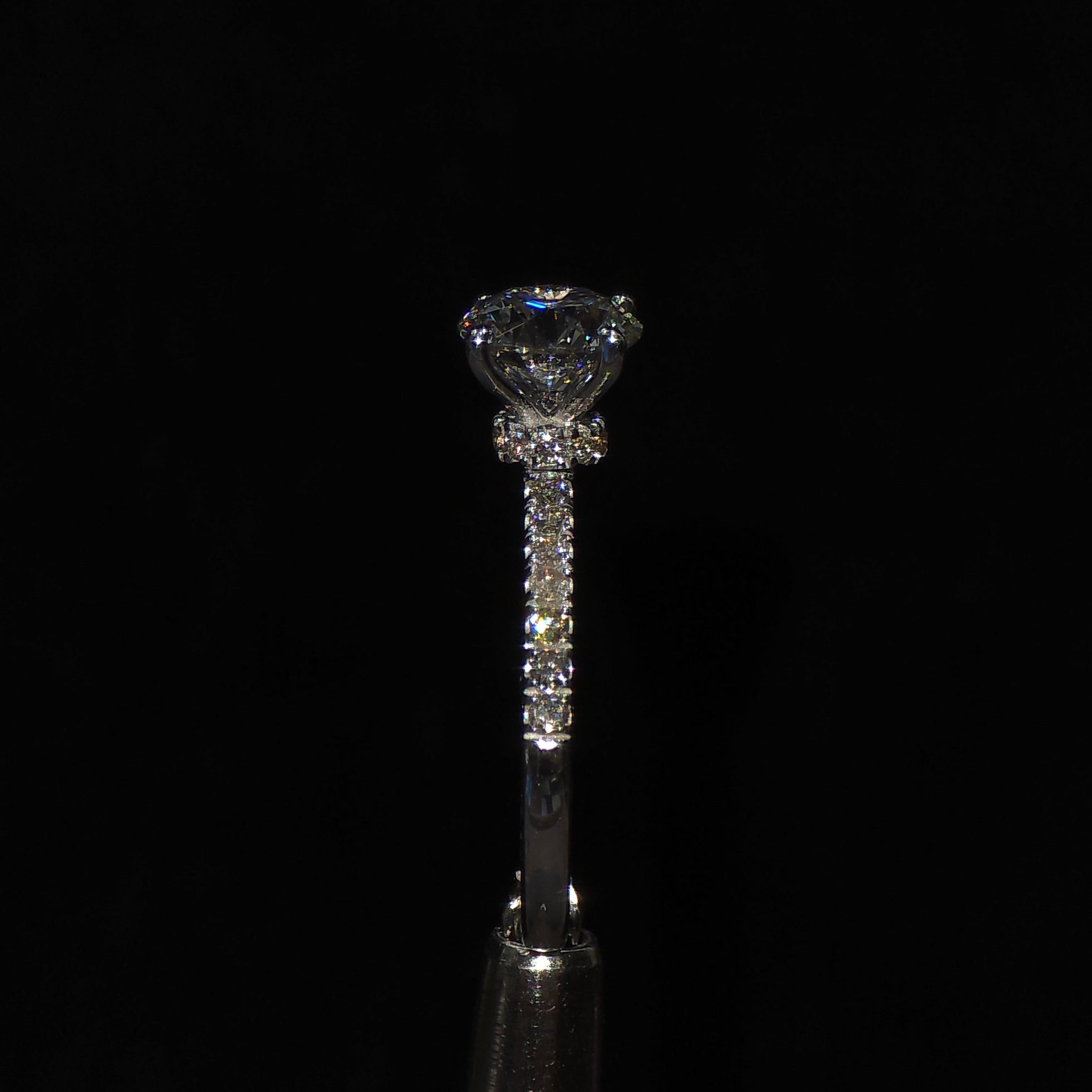 Solitaire Ring with Pavé Loop Band