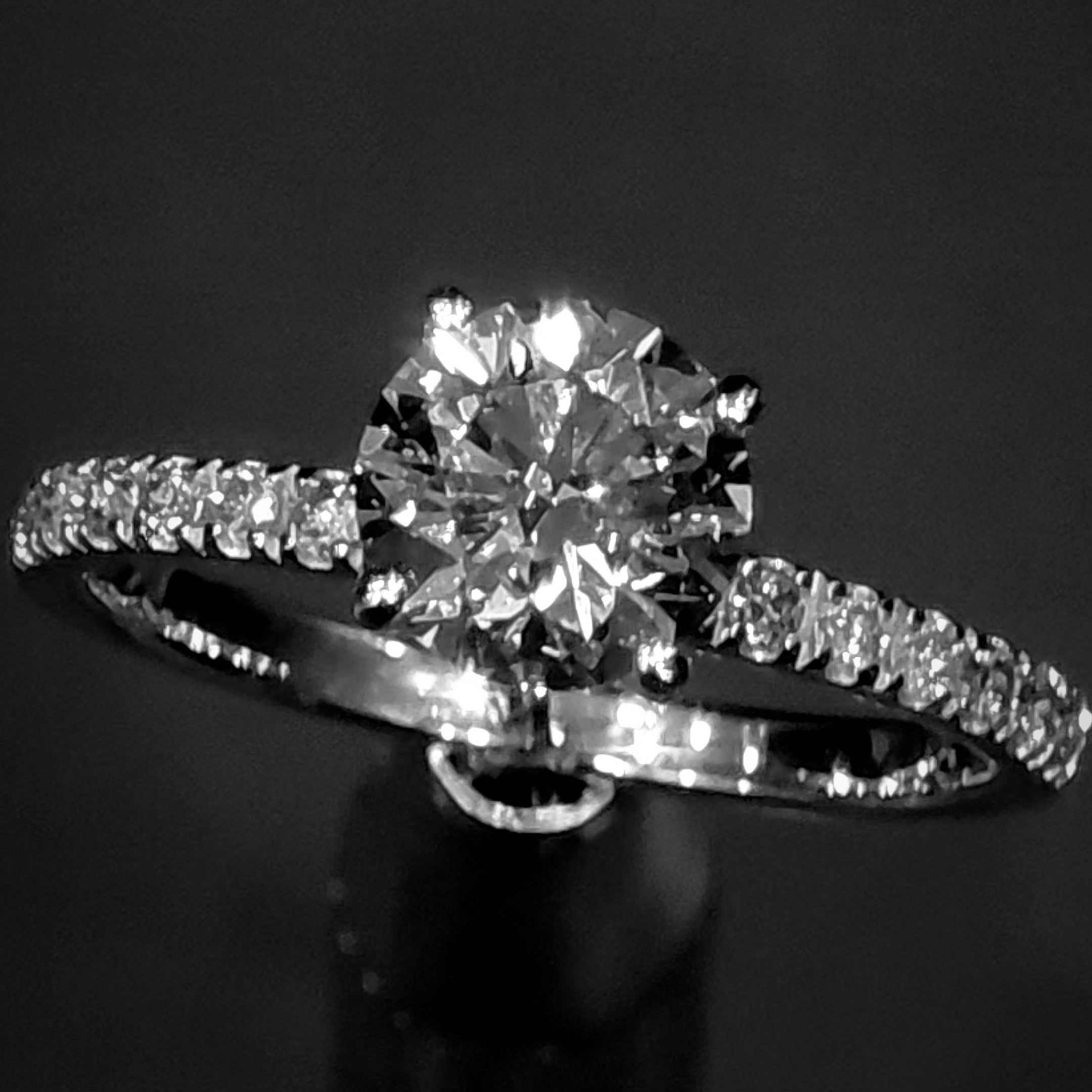 Solitaire Ring with Pavé Loop Band