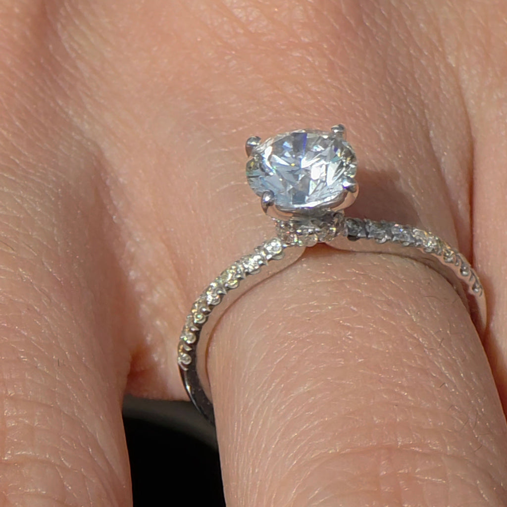 Solitaire Ring with Pavé Loop Band