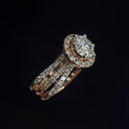 Round Brilliant Halo Diamond Ring with Pavé Band