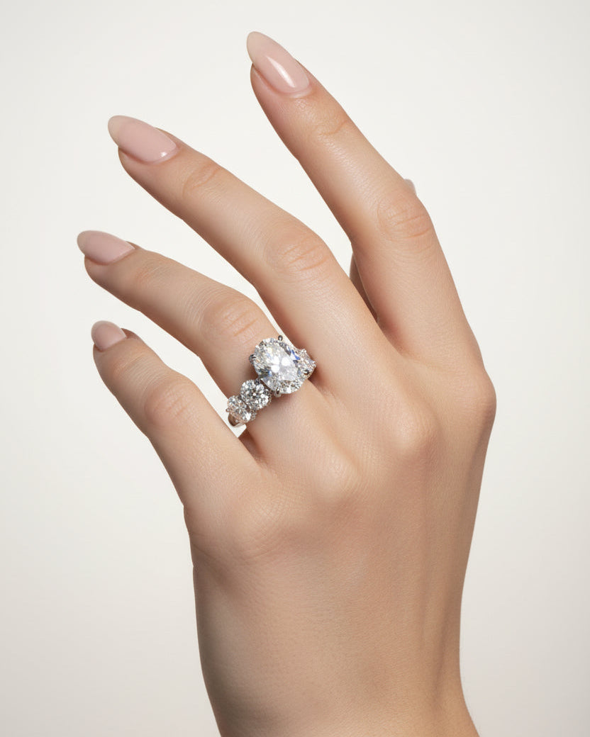 Crowned Oval Solitaire Ring