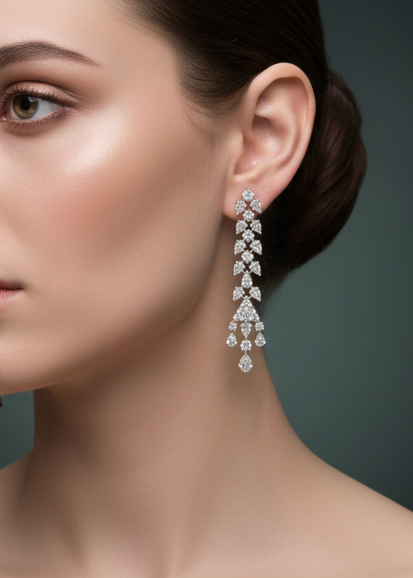 Royal Diamond Waterfall Necklace Set