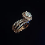 Round Brilliant Halo Diamond Ring with Pavé Band