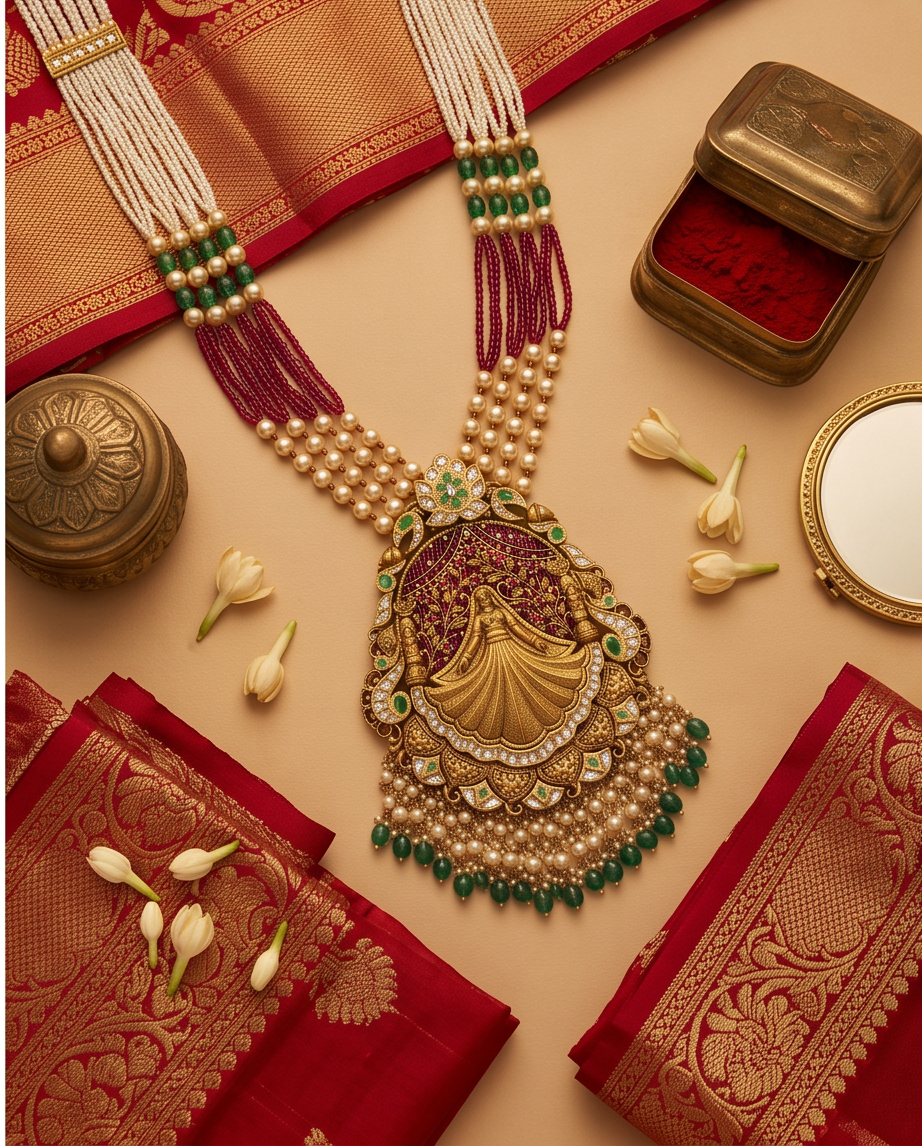 22kt Gold Temple Fairy Necklace Set