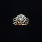 Round Brilliant Halo Diamond Ring with Pavé Band