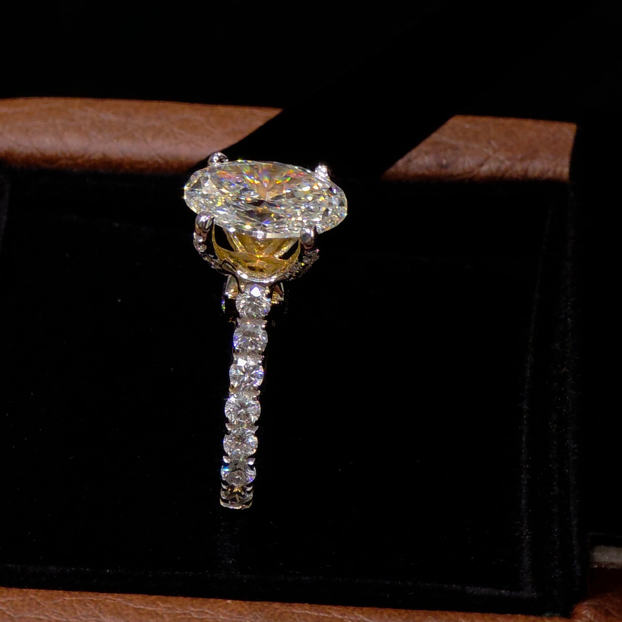 Premium Oval Solitaire Ring with Hidden Halo