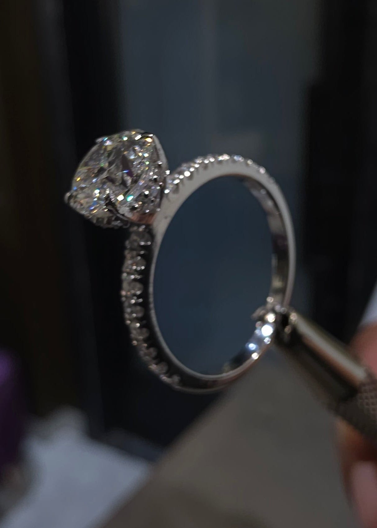 Elegant Pavé Solitaire Ring