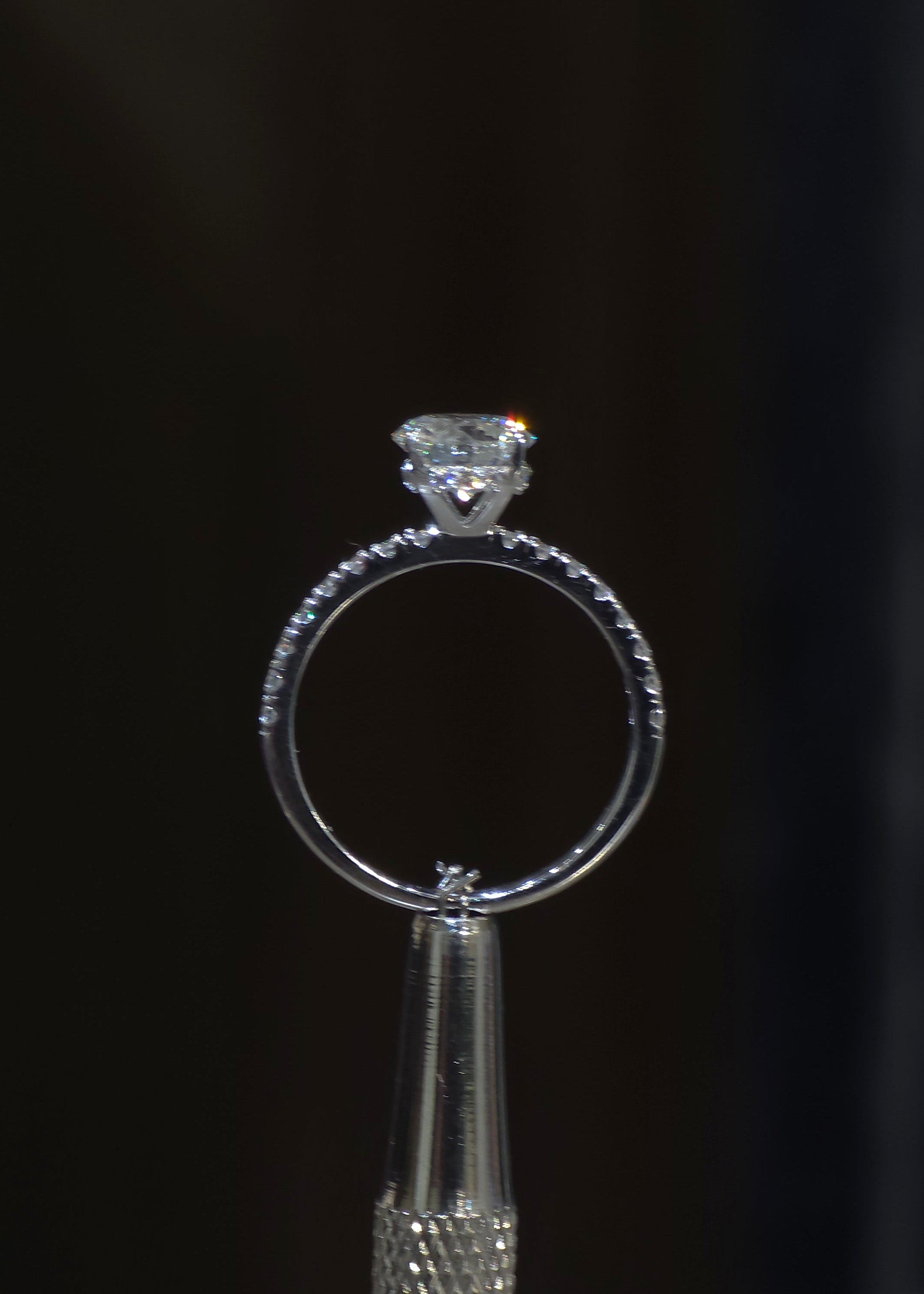 Elegant Pavé Solitaire Ring
