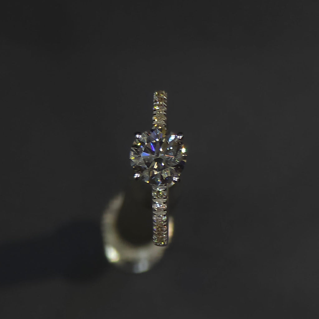 Solitaire Ring with Pavé Loop Band