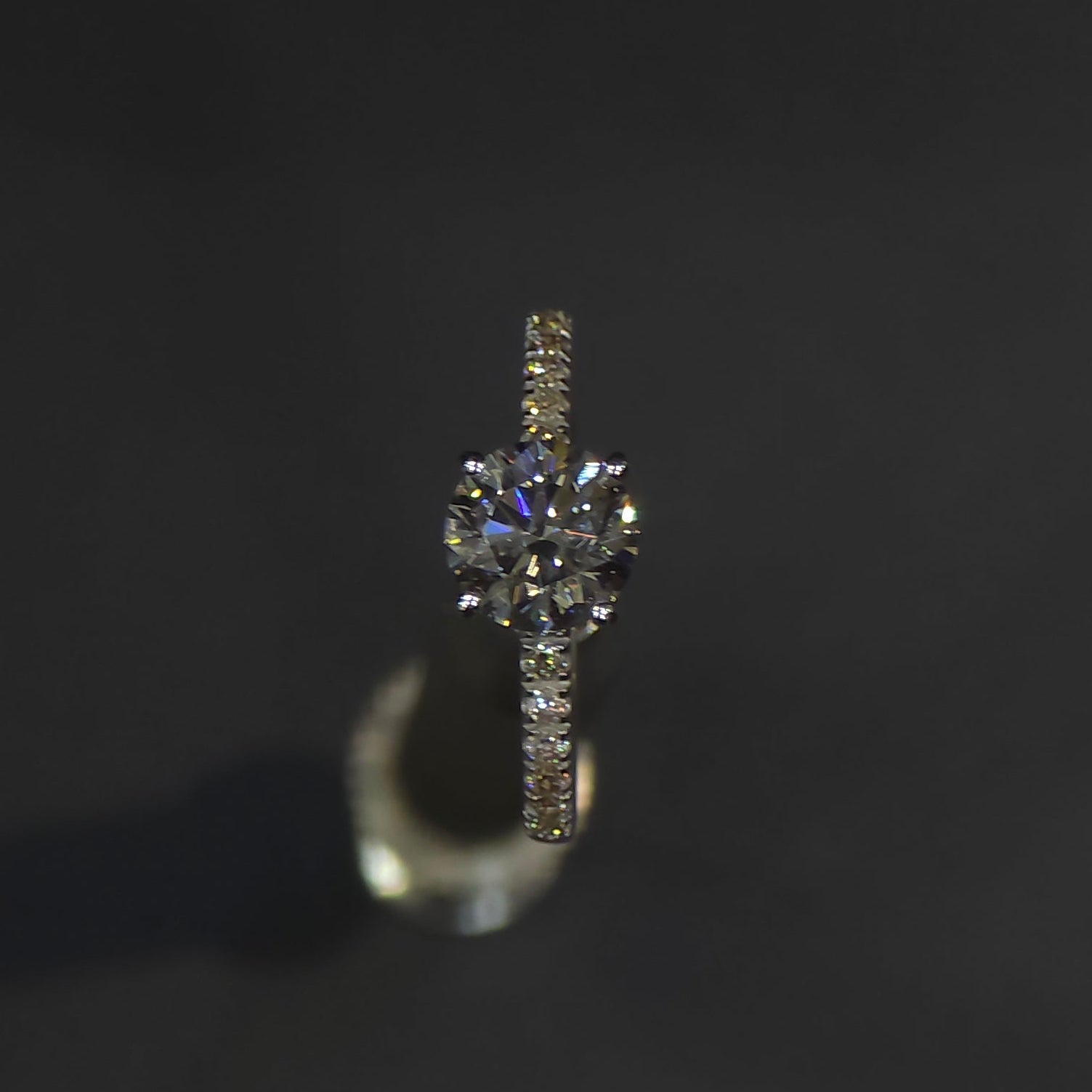 Solitaire Ring with Pavé Loop Band