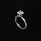 Solitaire Ring with Pavé Loop Band
