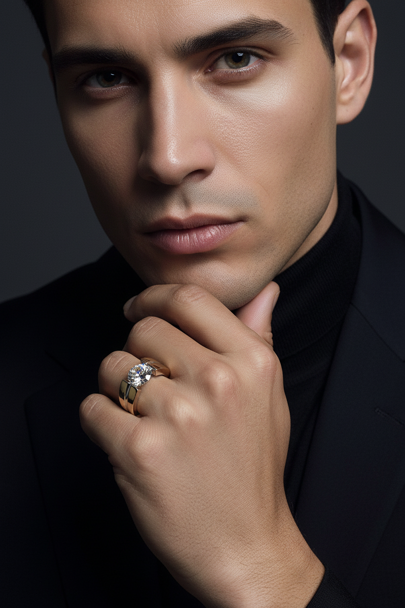 Bold Round Solitaire Open Gallery Ring