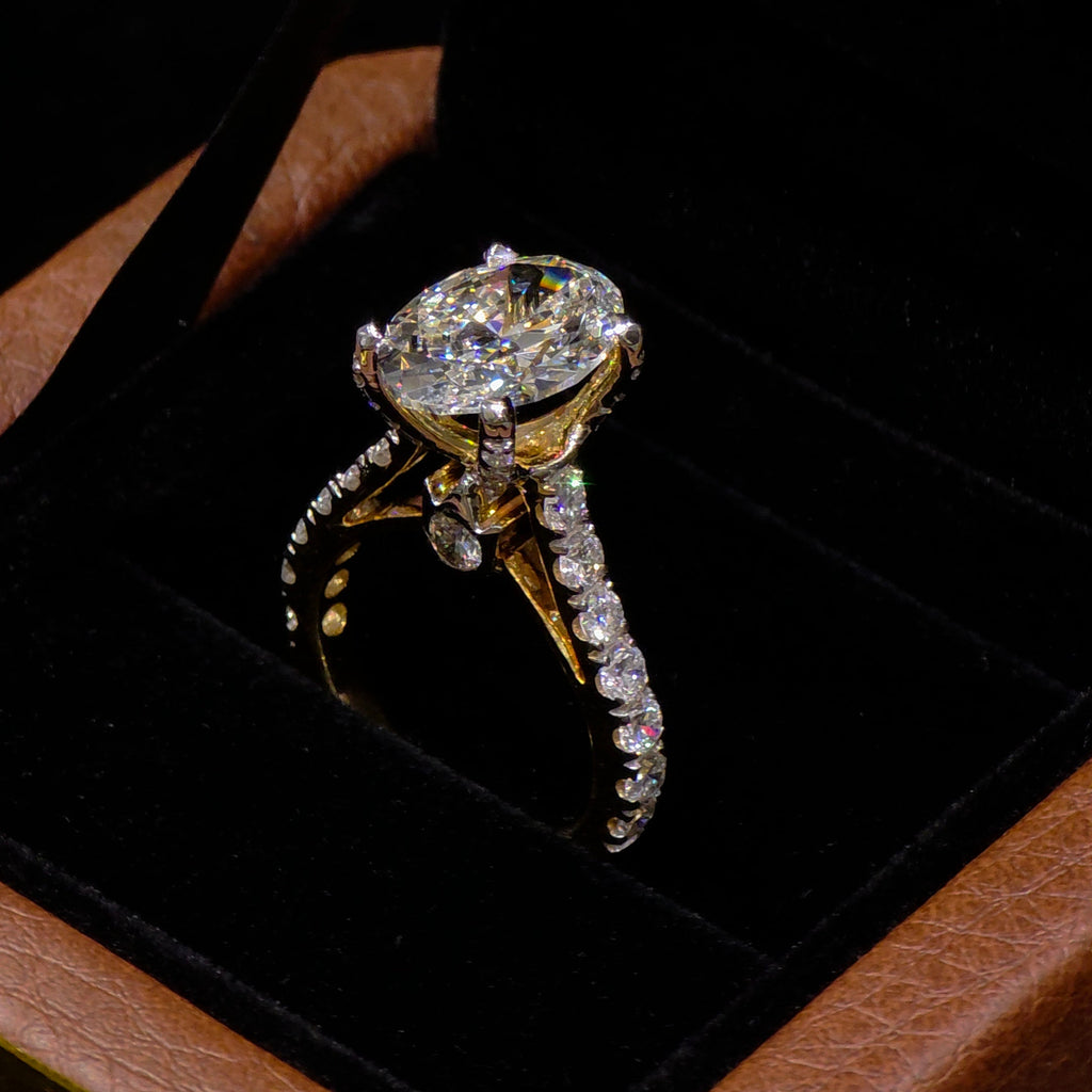 Premium Oval Solitaire Ring with Hidden Halo
