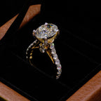 Premium Oval Solitaire Ring with Hidden Halo