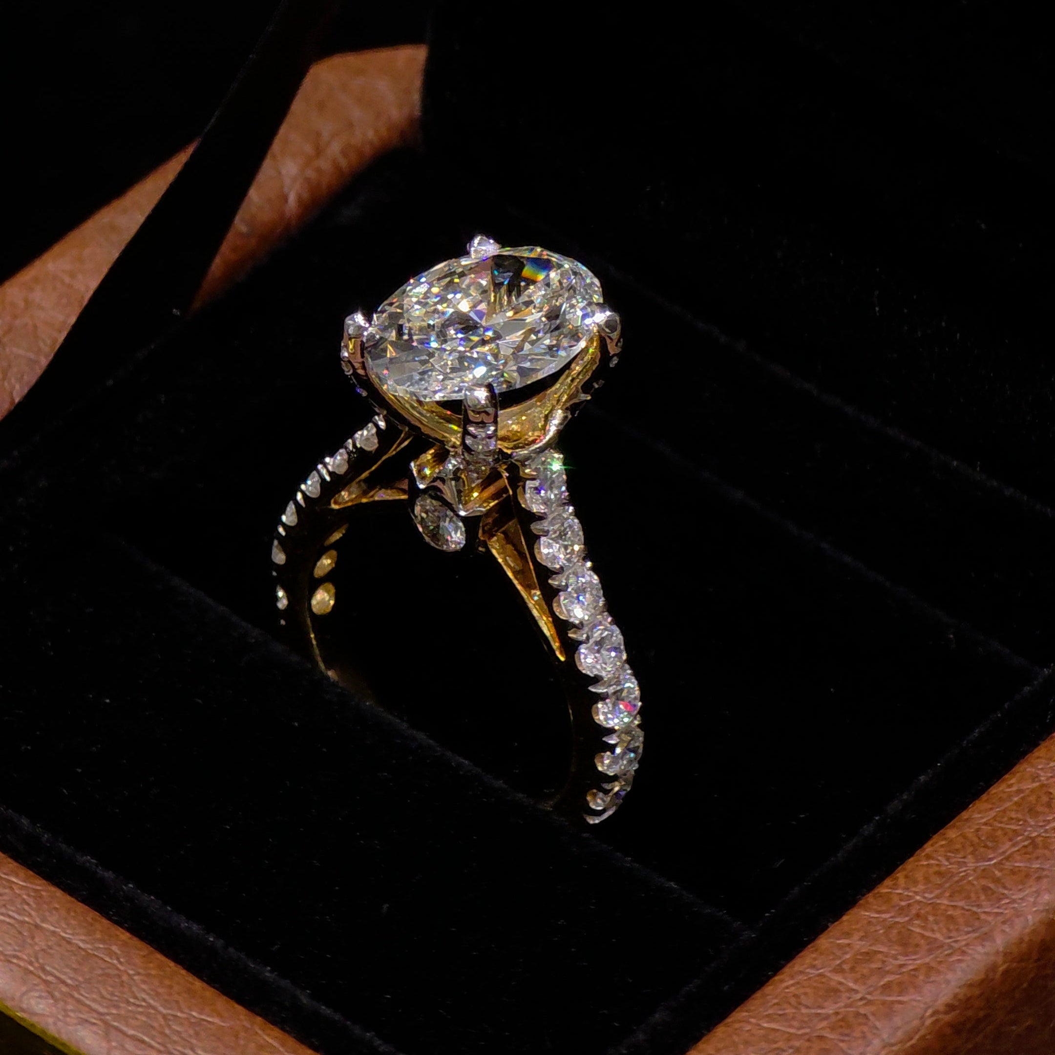 Premium Oval Solitaire Ring with Hidden Halo