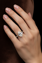 Premium Oval Solitaire Ring with Hidden Halo