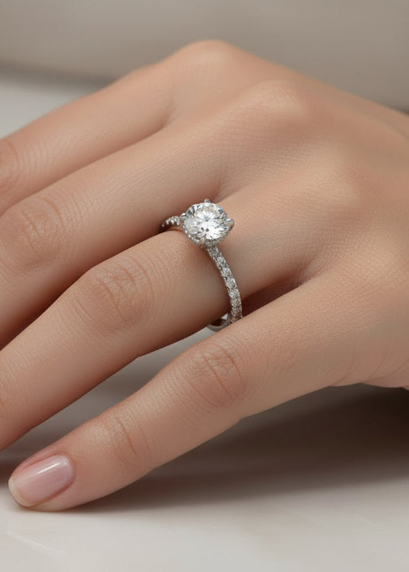 Elegant Pavé Solitaire Ring