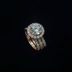 Round Brilliant Halo Diamond Ring with Pavé Band