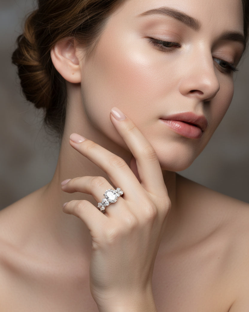 Crowned Oval Solitaire Ring