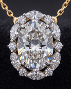 Oval Diamond Statement Pendant with Chain