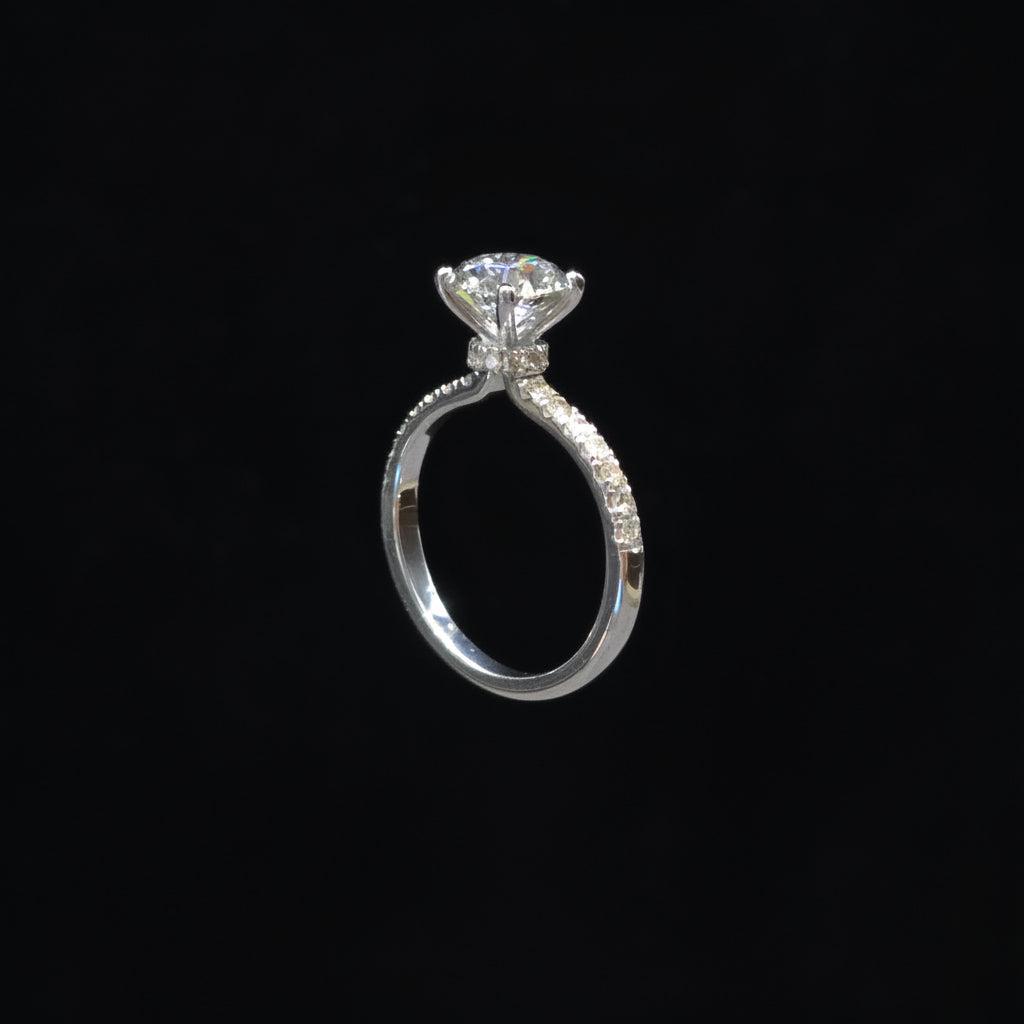 Solitaire Ring with Pavé Loop Band