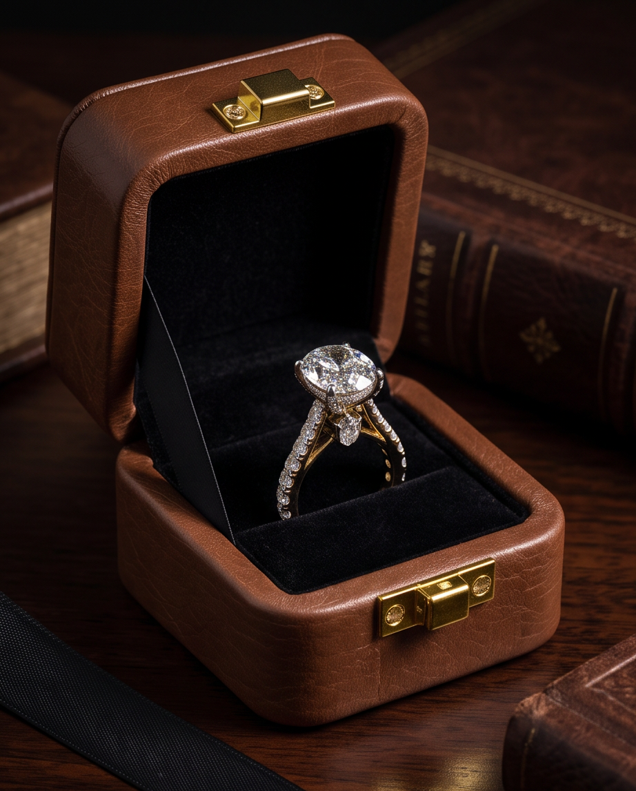 Premium Oval Solitaire Ring with Hidden Halo